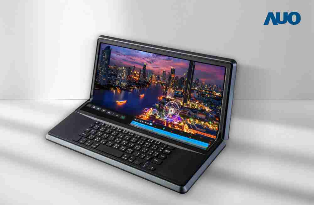 彩运网14.6吋Micro LED折迭显示屏幕，，搭配半径4mm的弯折绞炼，，以及高画素、、、、高亮度、、、、高对比度的显示技术特点，，，，即便在大视角下仍保有绝佳色相与亮度