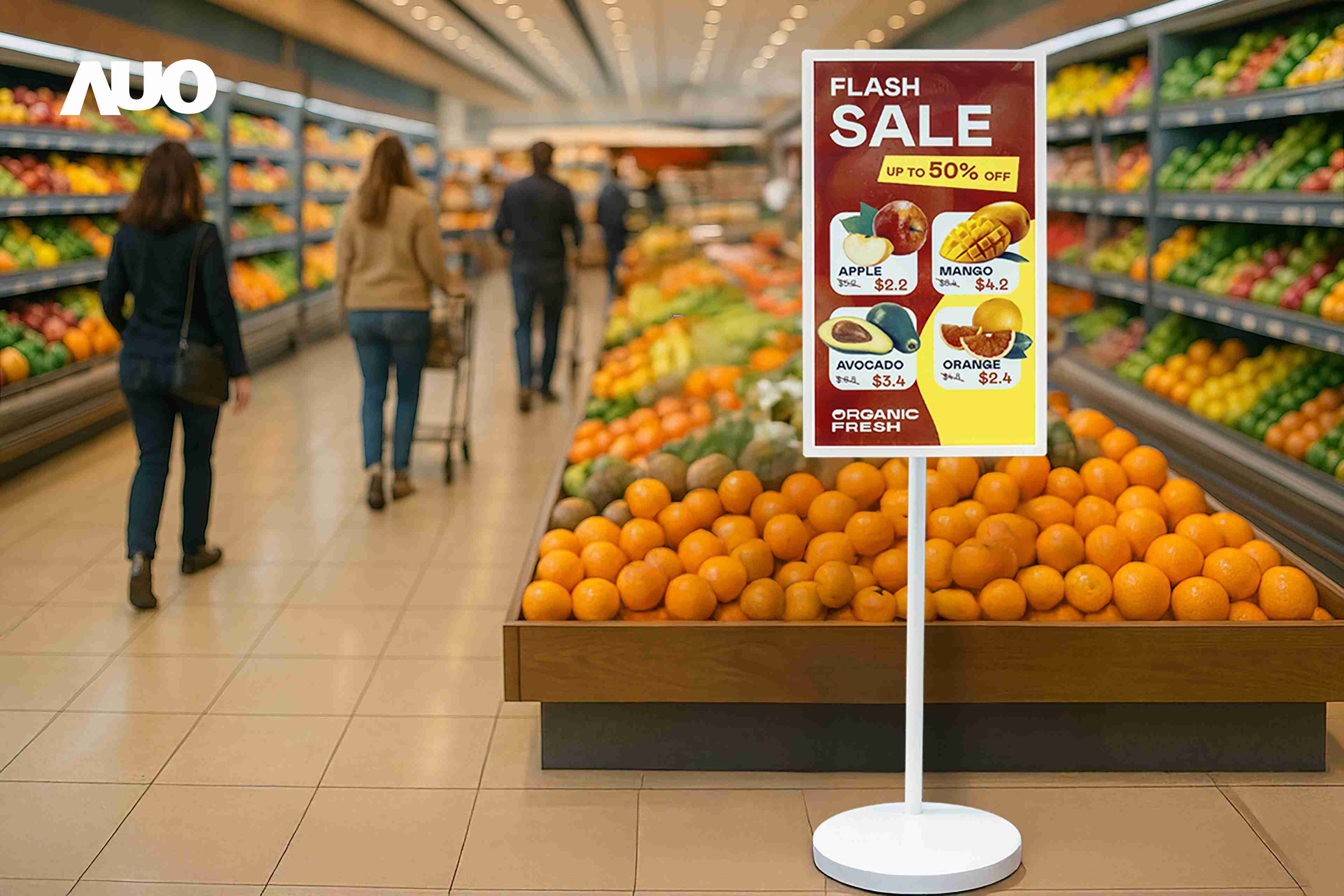 达擎首亮相低功耗、、全彩的〝aecoPost电子纸解决方案〞，，，仅在更新画面时需要微量的电力驱动，，，，无需布建电线的便捷设计，，，使其可灵活应用、、、、随意置放，，，并可透过云端或行动装置app，，，轻松管理及排程广告内容，，晋升店头营销利器。。。。